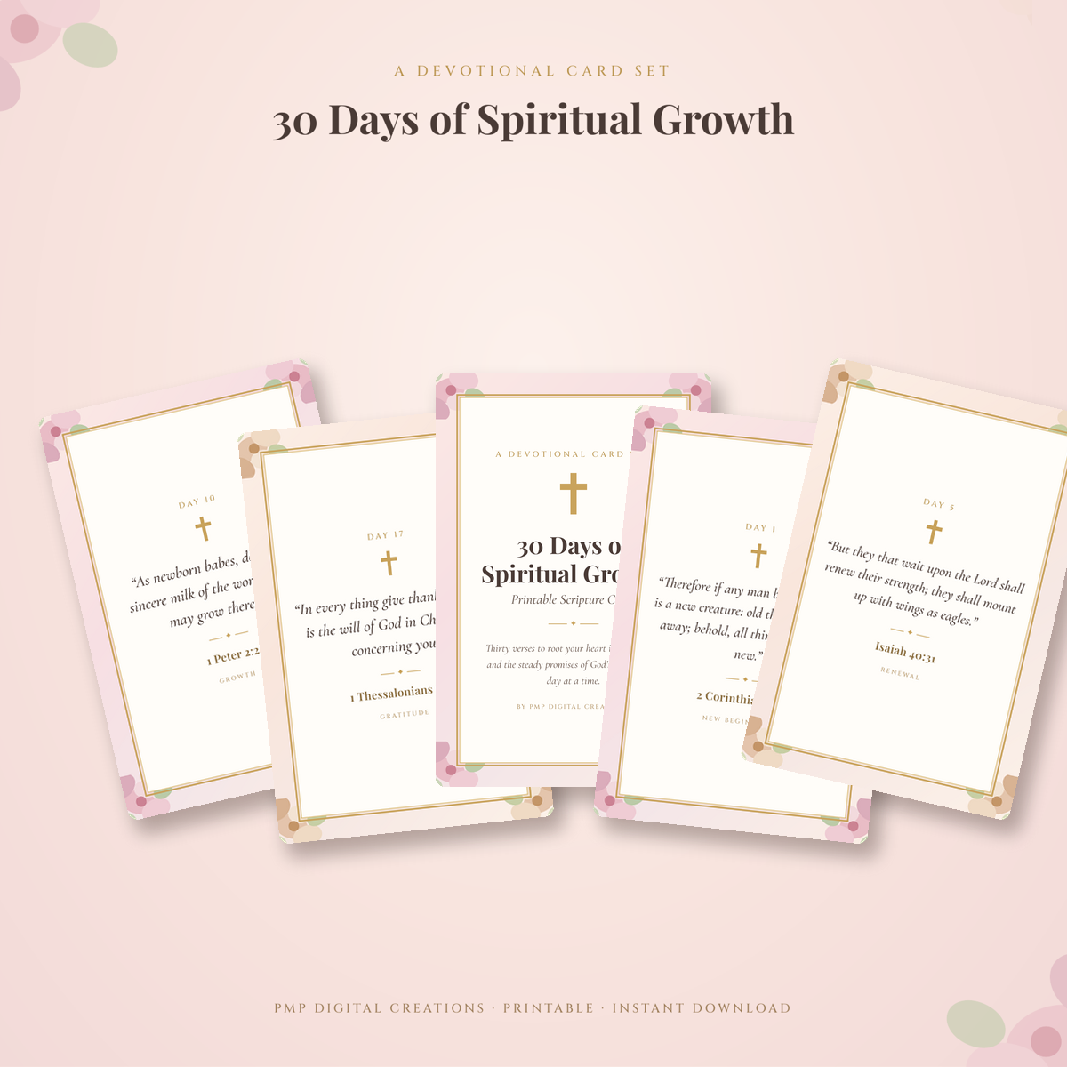 30 Days of Spiritual Growth — Printable Scripture Cards | Instant PDF Download