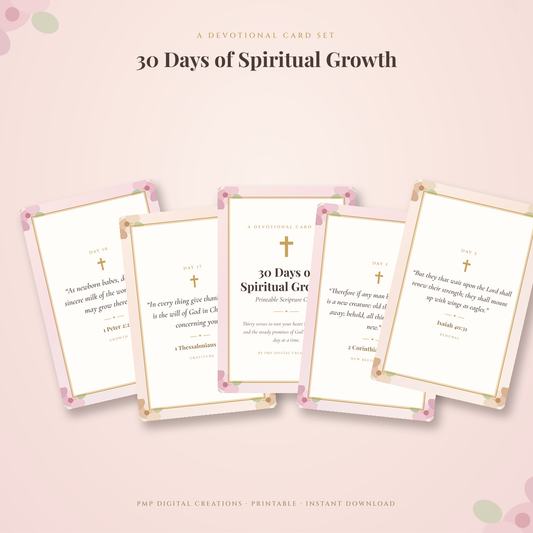 30 Days of Spiritual Growth — Printable Scripture Cards | Instant PDF Download